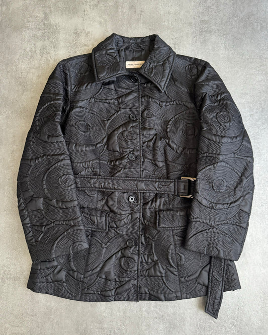 SS2003 Emporio Armani Black Architectural Coach Jacket  (XS/S) - 1