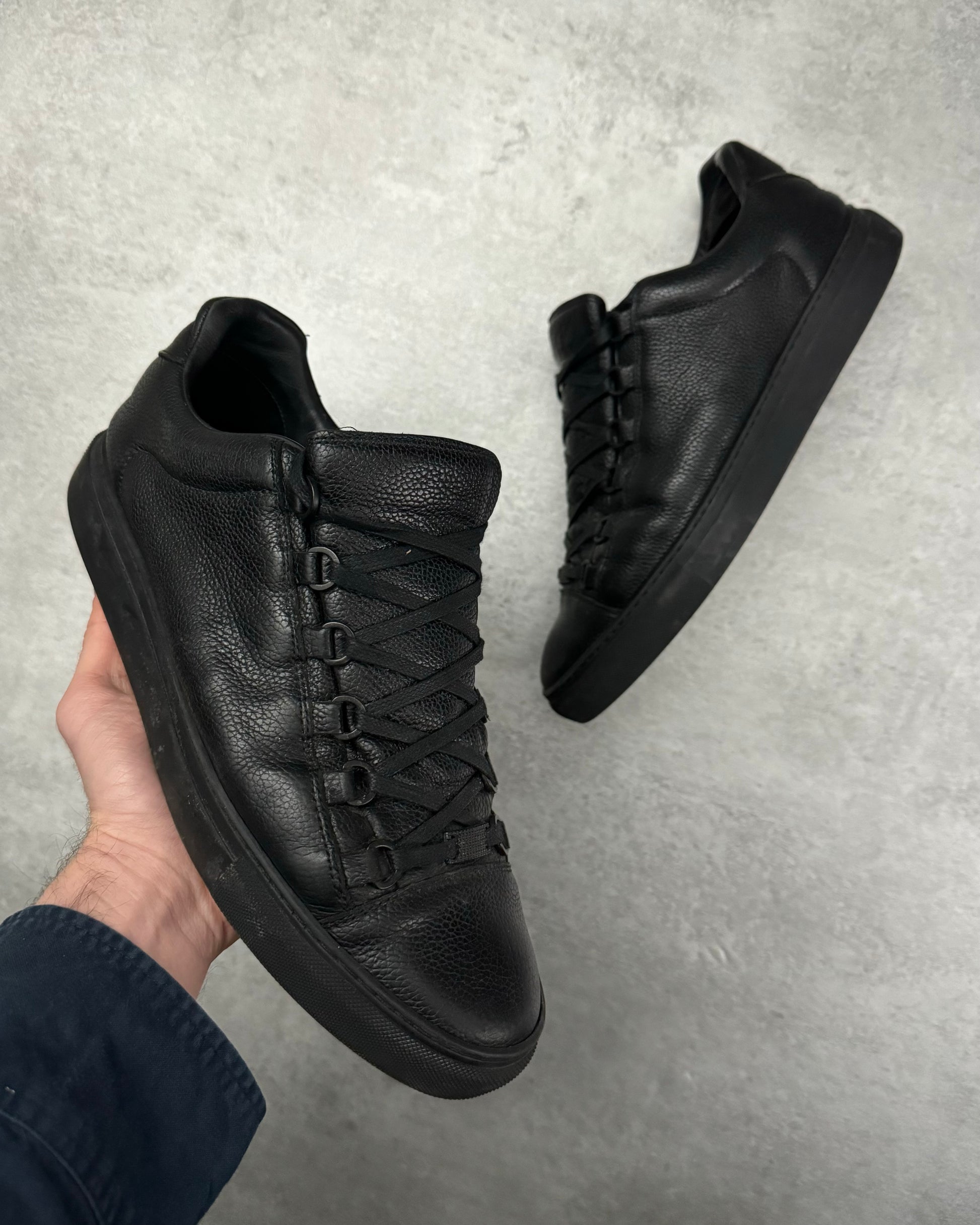 Balenciaga Arena Black Low Pure Leather Shoes 43eu us9 5