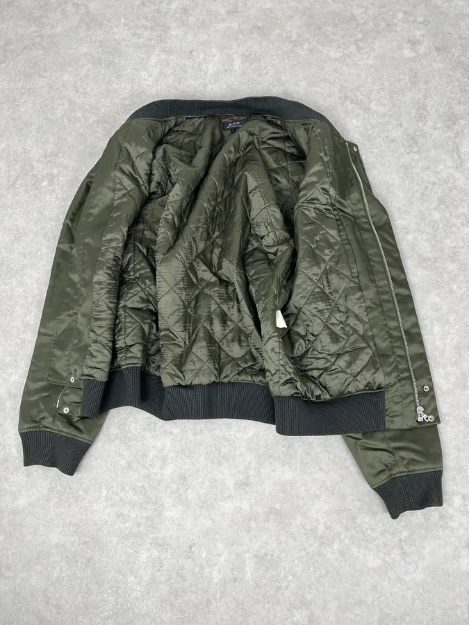 A.P.C. Dark Satin Green Bomber Jacket QLAADvP 3