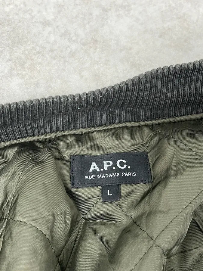 A.P.C. Dark Satin Green Bomber Jacket QLAADvP 10