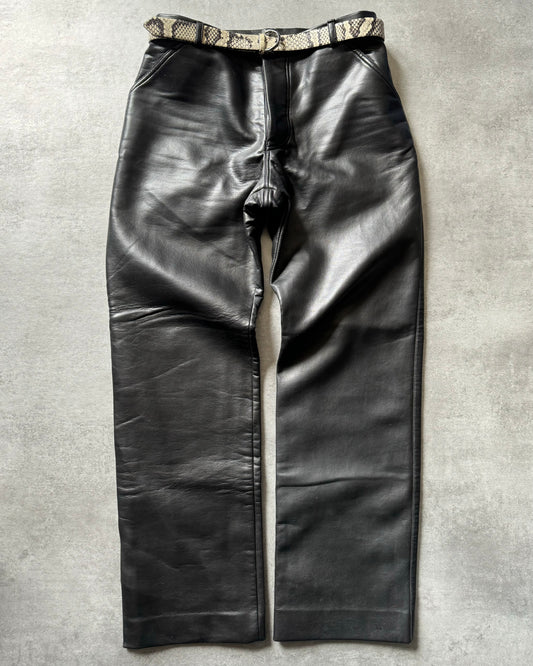 1990s Emporio Armani Black Cozy Leather Ultimate Pants  (M) - 1