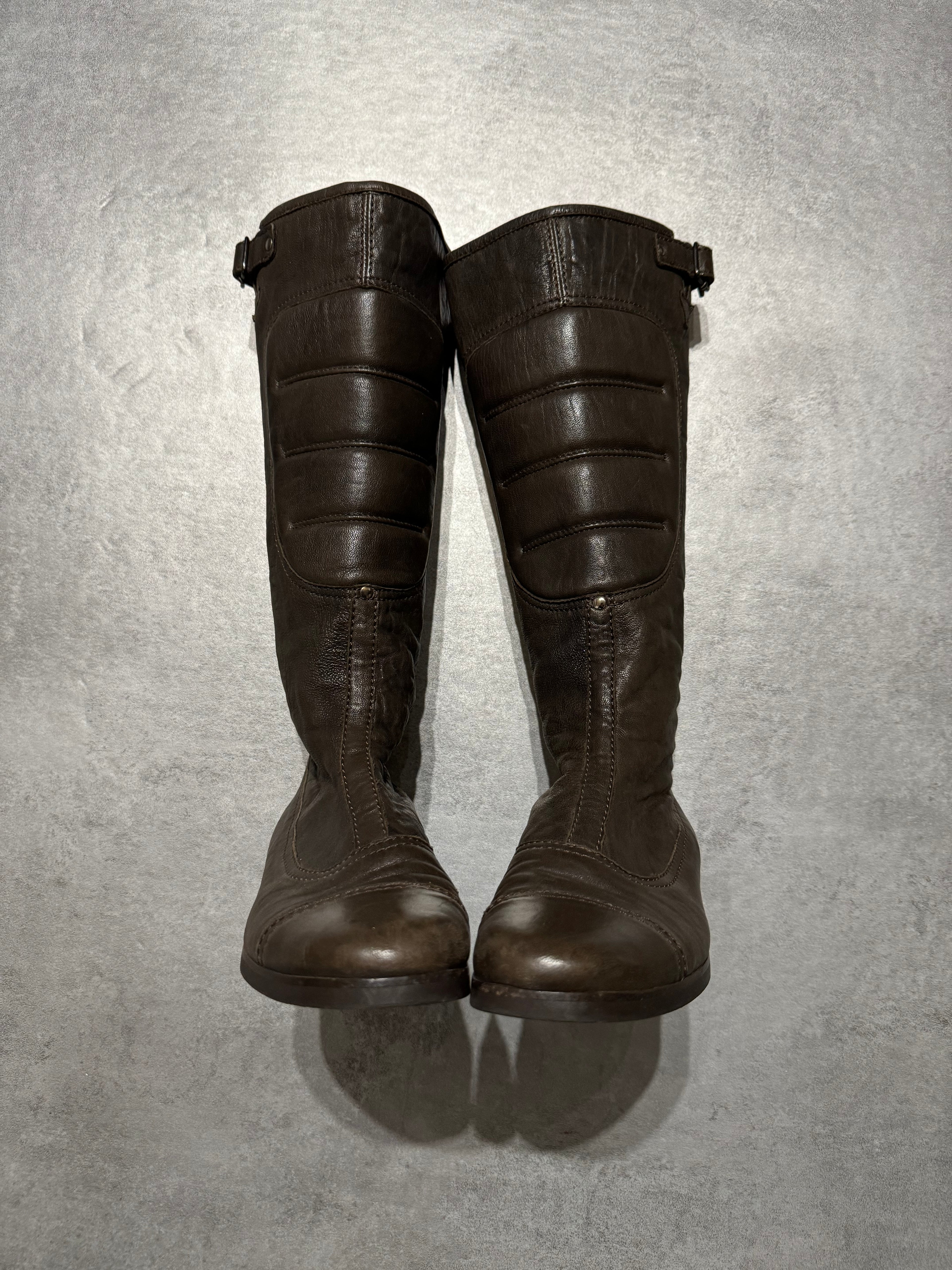 MiuMiu Brown Padded Biker Ankle Leather Boots (37,5) - 2