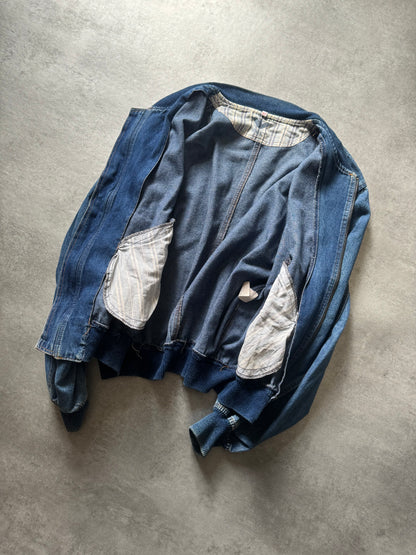 1990s Emporio Armani Relaxed Denim Bomber Jacket (M) - 5