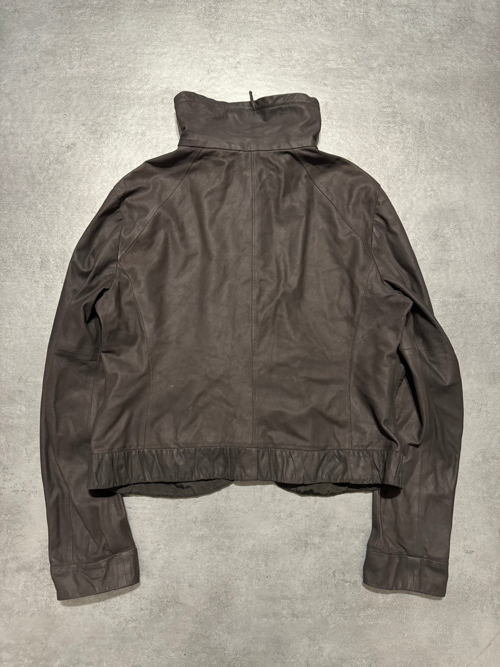 AW2007 Armani Collezioni Brown Goat Leather Buttoned Contemporary Jacket (S) - 2