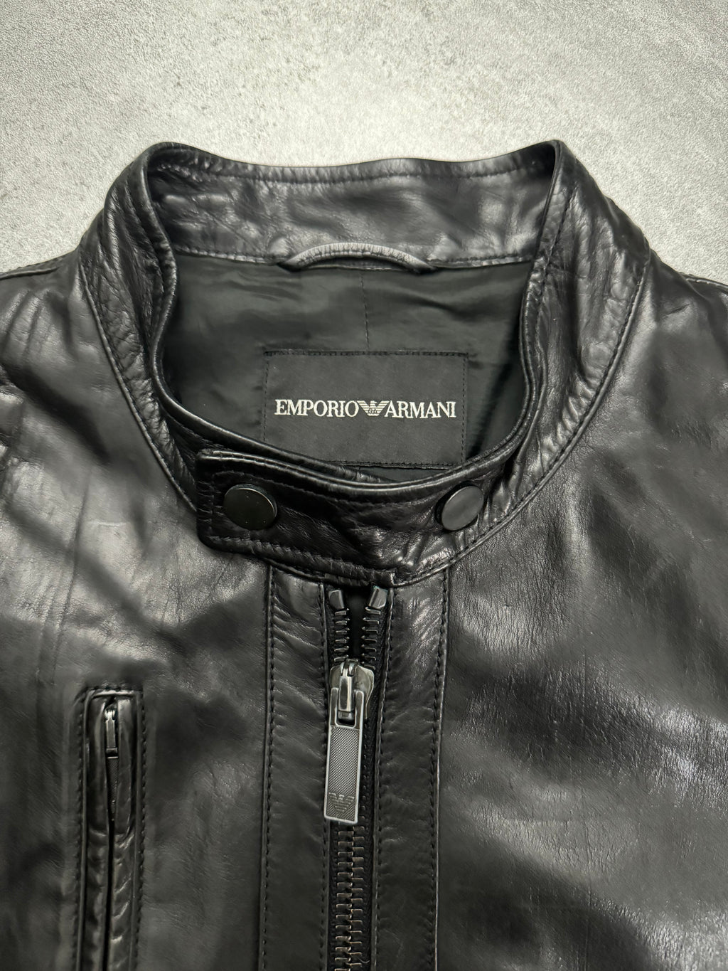 AW2007 Emporio Armani Black Utility Multi Pockets Leather Jacket (L) - 8