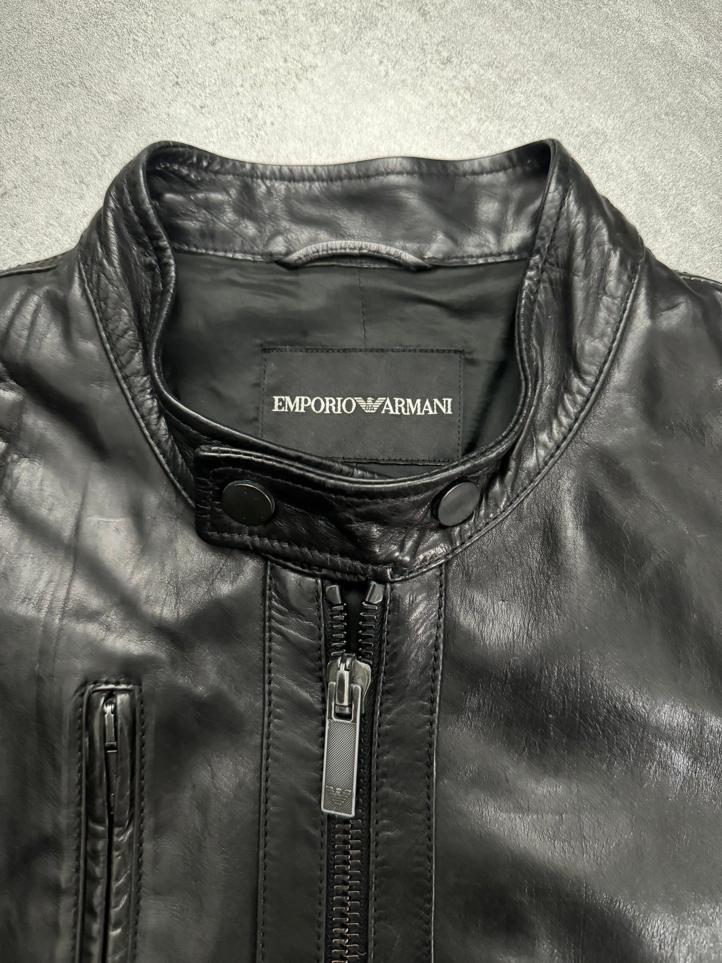 AW2007 Emporio Armani Black Utility Multi Pockets Leather Jacket (L) - 8