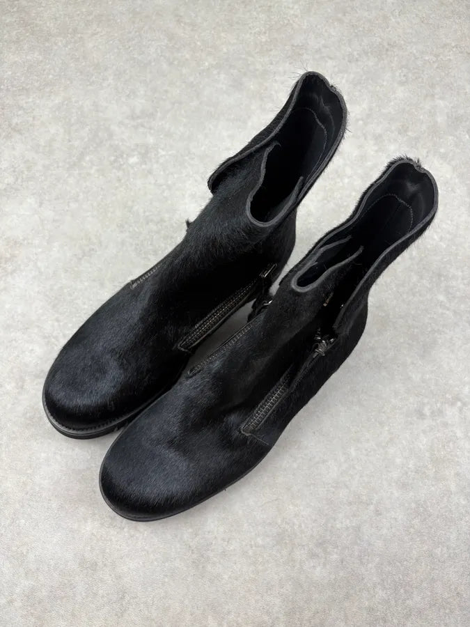 AW2016 Emporio Armani Black Calfskin Pony-Hair Boots ruOIwvM 2