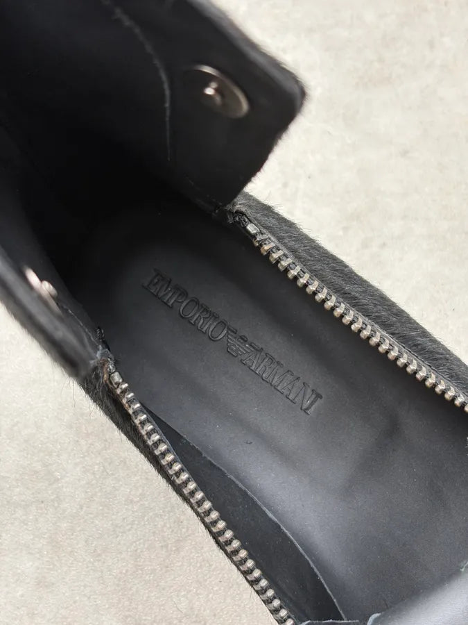 AW2016 Emporio Armani Black Calfskin Pony-Hair Boots ruOIwvM 10