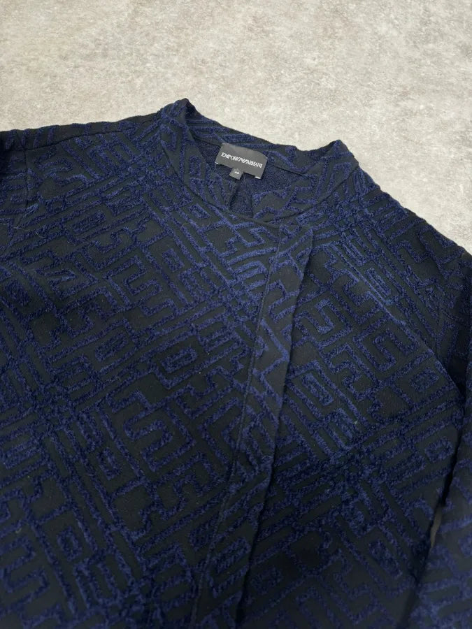 SS2023 Emporio Armani Asymmetrical Navy Textured Jacket eykFKsa 4