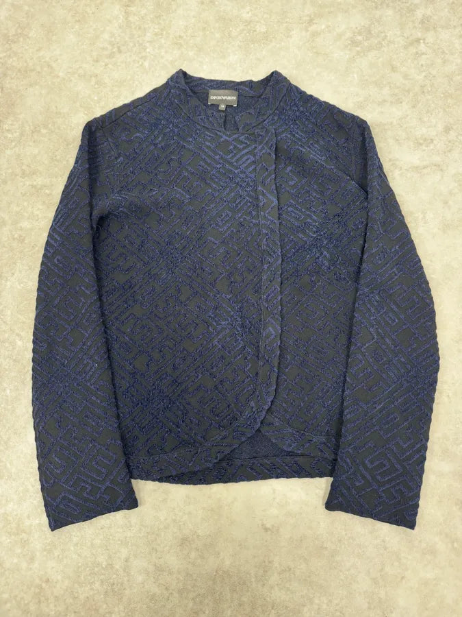 SS2023 Emporio Armani Asymmetrical Navy Textured Jacket eykFKsa 0