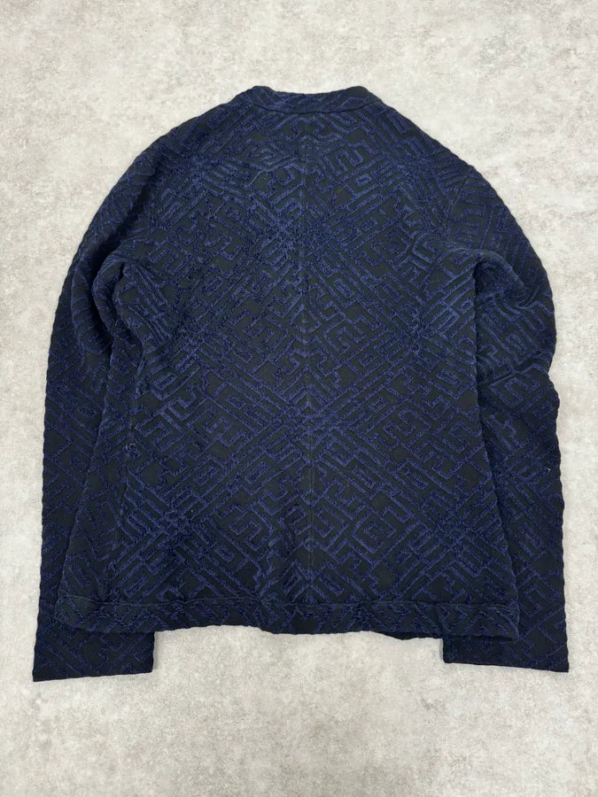 SS2023 Emporio Armani Asymmetrical Navy Textured Jacket eykFKsa 3