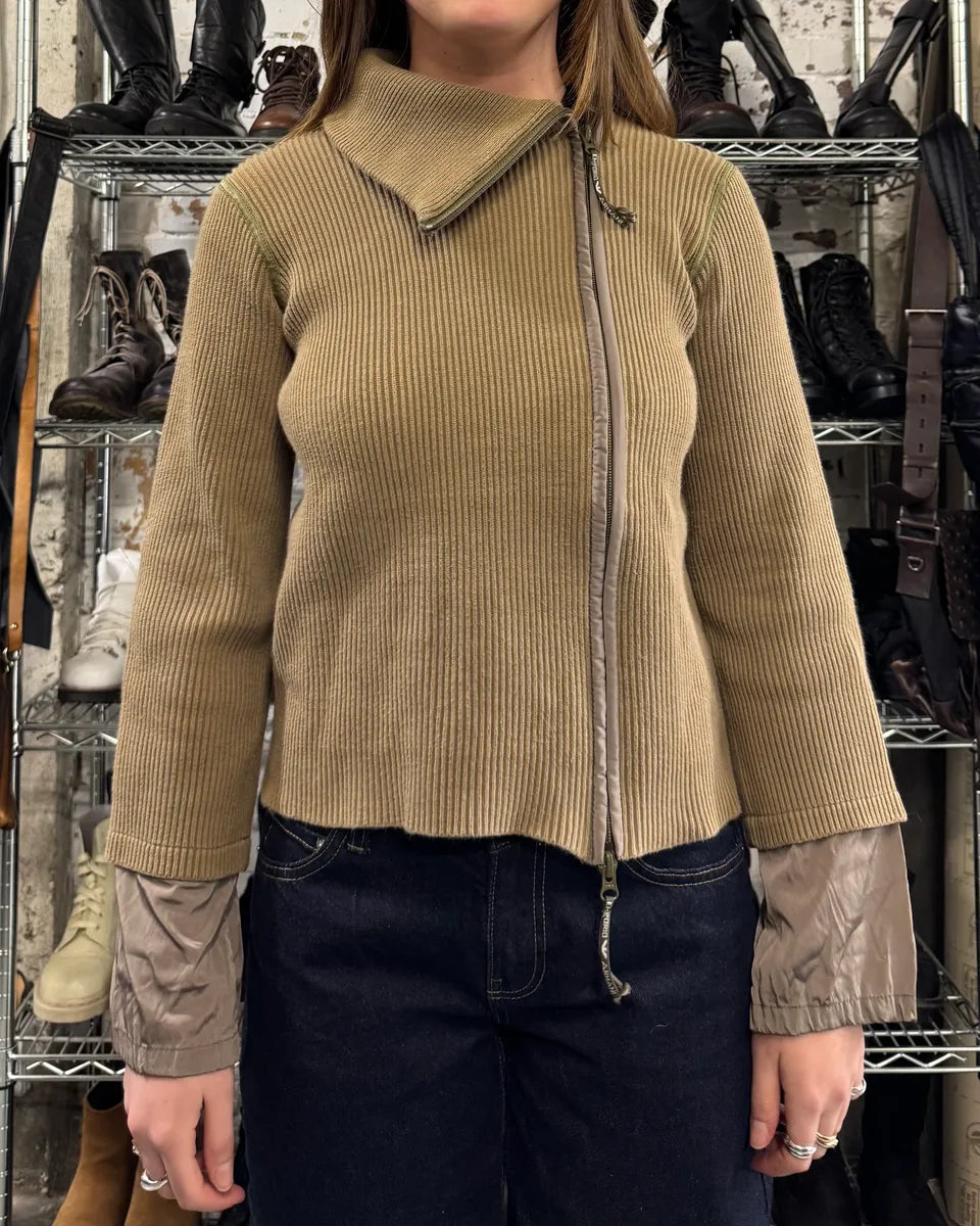 Emporio Armani Asymmetrical Wool Zip Sweater (XS) 0