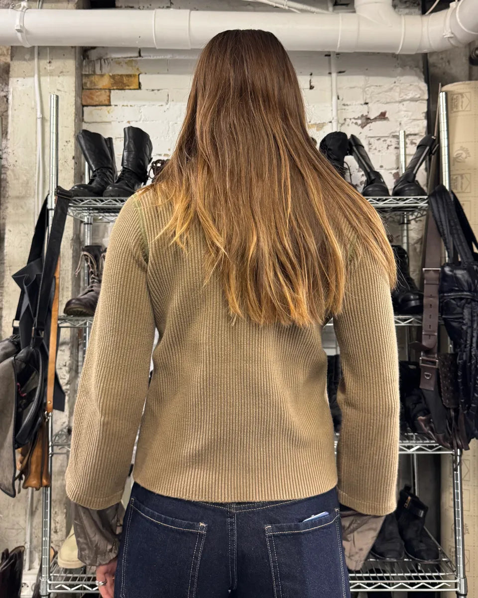 Emporio Armani Asymmetrical Wool Zip Sweater (XS) 2