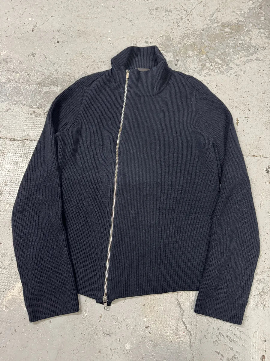 Emporio Armani Asymmetrical Zip-up Navy Sweater (M) nRhRisZ 2