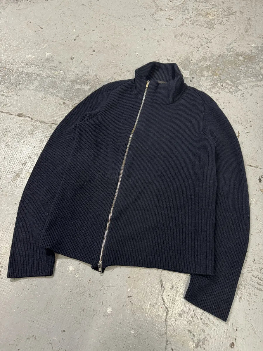 Emporio Armani Asymmetrical Zip-up Navy Sweater (M) nRhRisZ 6