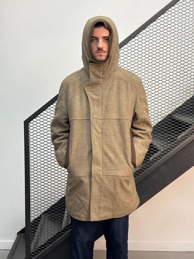 AW2008 Emporio Armani Beige Hooded Long Coat  DUZqETQ 2