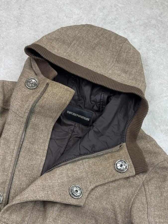 AW2008 Emporio Armani Beige Hooded Long Coat  DUZqETQ 8