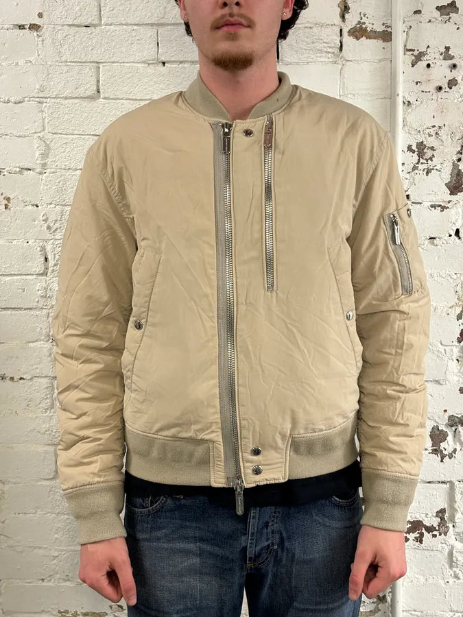 AW2019 Emporio Armani Beige Nylon Zip Bomber Jacket oABZPEw 1