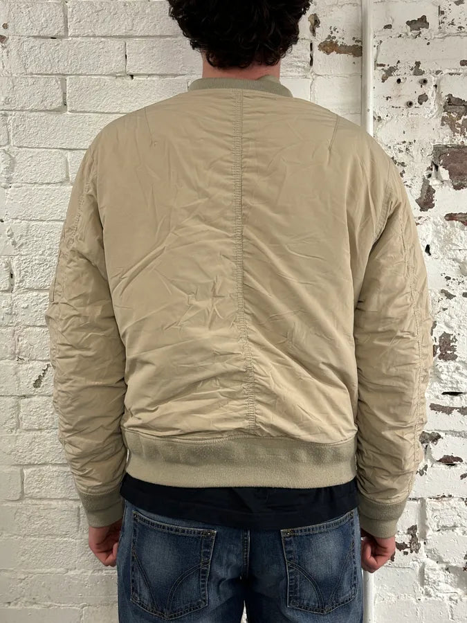 AW2019 Emporio Armani Beige Nylon Zip Bomber Jacket oABZPEw 2
