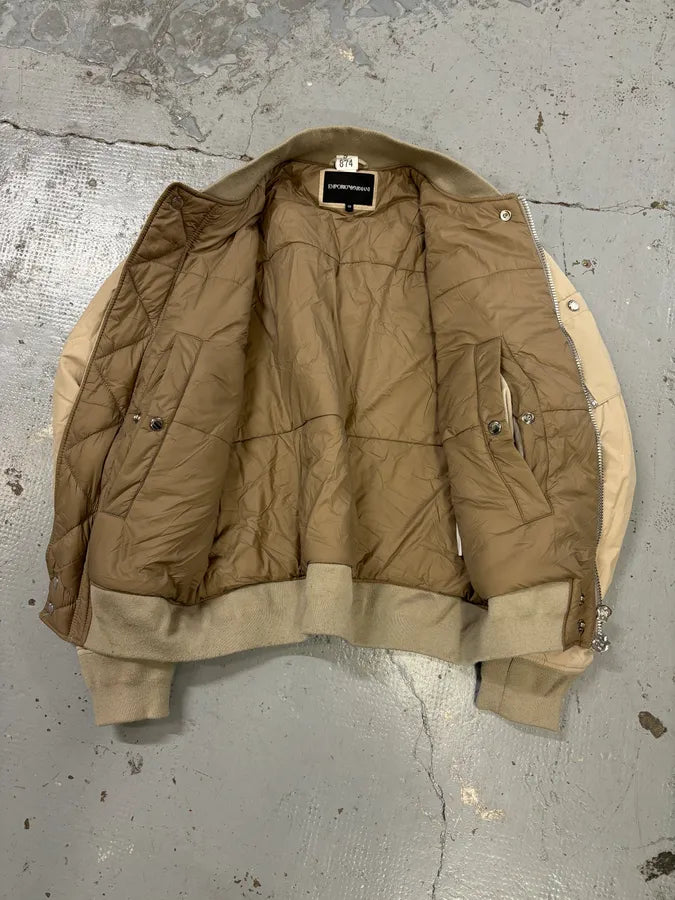 AW2019 Emporio Armani Beige Nylon Zip Bomber Jacket oABZPEw 6