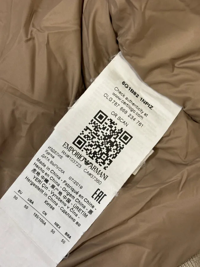 AW2019 Emporio Armani Beige Nylon Zip Bomber Jacket oABZPEw 10