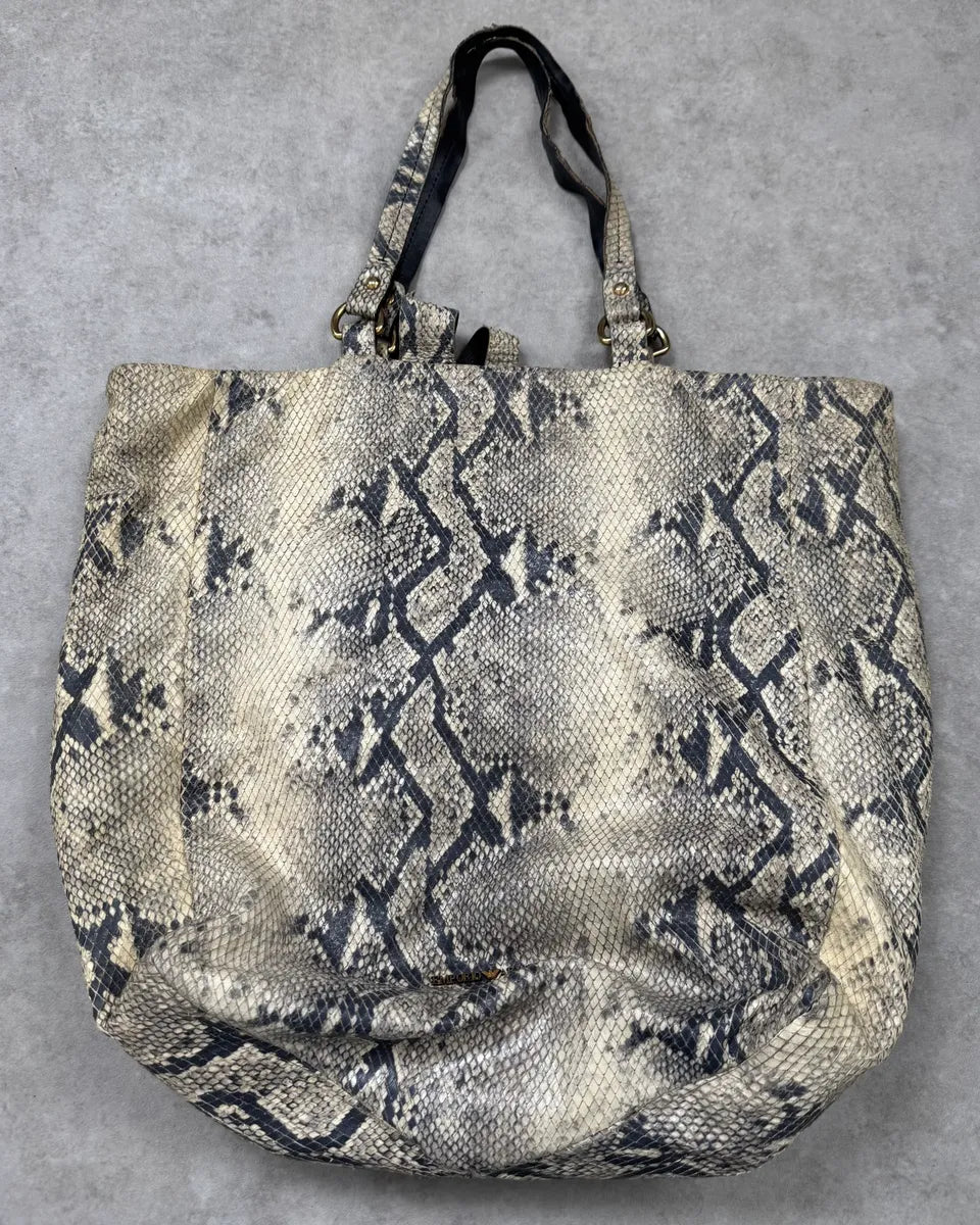 Emporio Armani Beige Python Leather Fringe Leather Handle Bag GhDDAeT 8