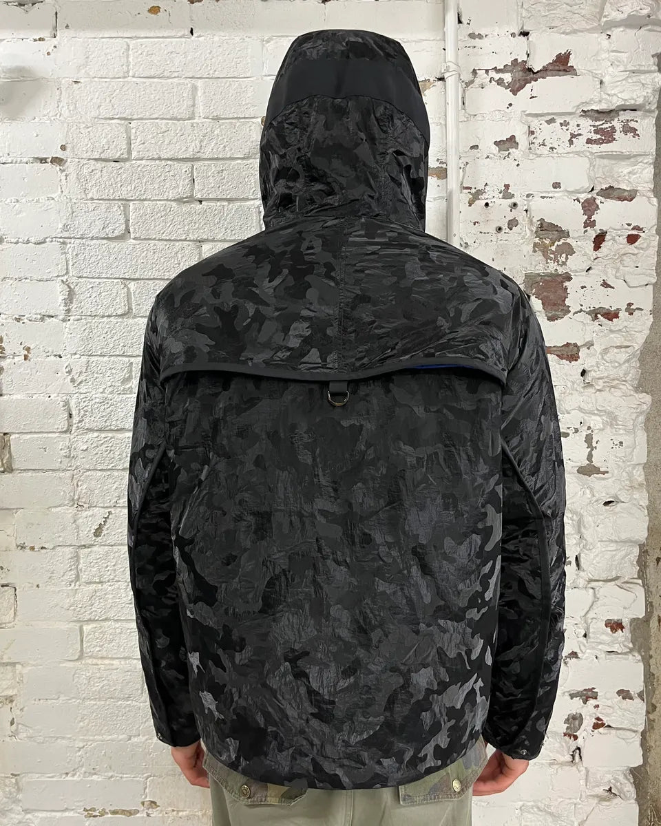 Emporio Armani Black Asymmetrical Camo Techwear Jacket wxoIoeS 2