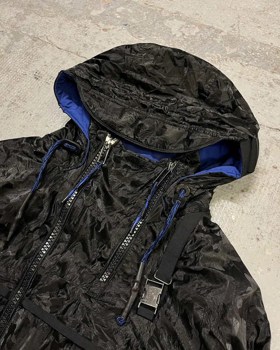 Emporio Armani Black Asymmetrical Camo Techwear Jacket wxoIoeS 4