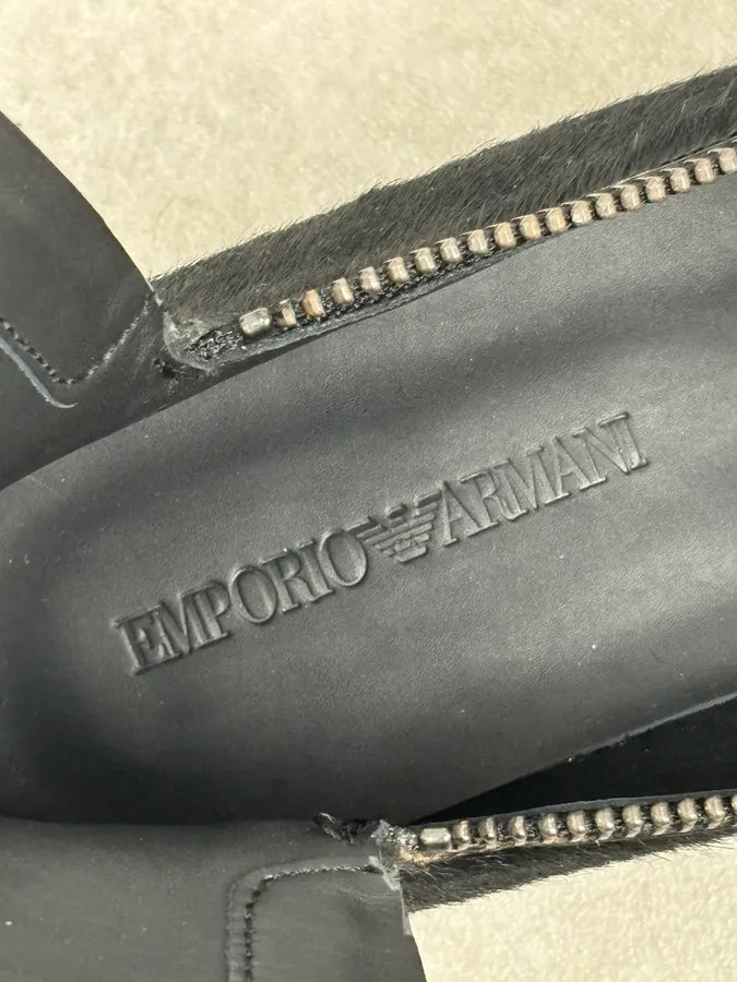 AW2016 Emporio Armani Black Calfskin Pony-Hair Boots eJDKvyK 17