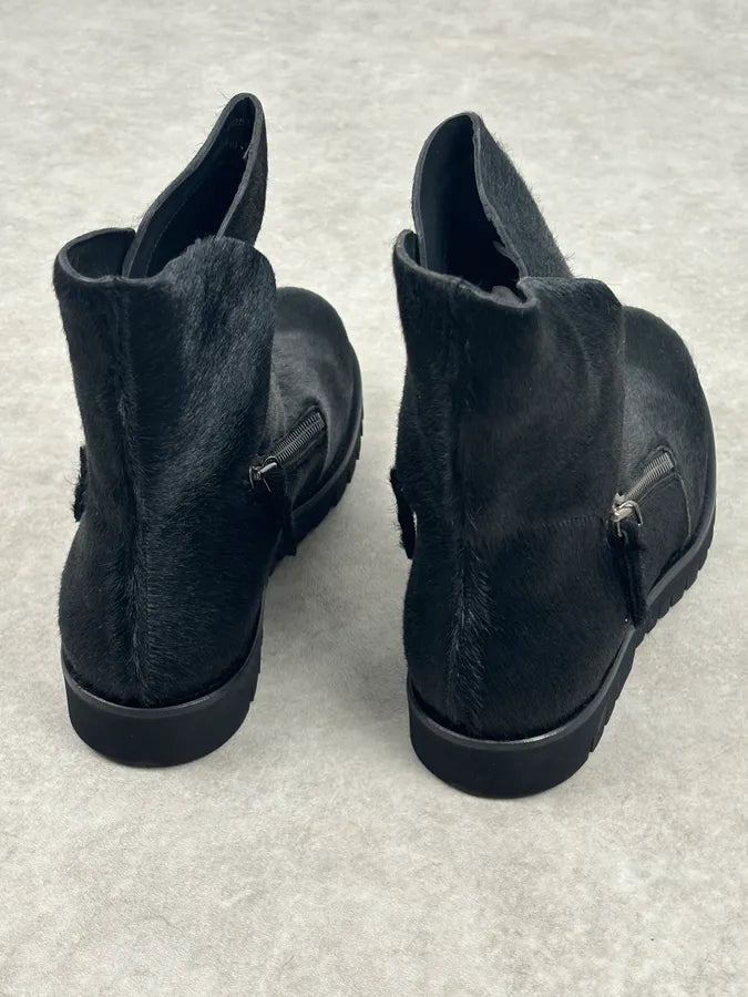 AW2016 Emporio Armani Black Calfskin Pony-Hair Boots eJDKvyK 13