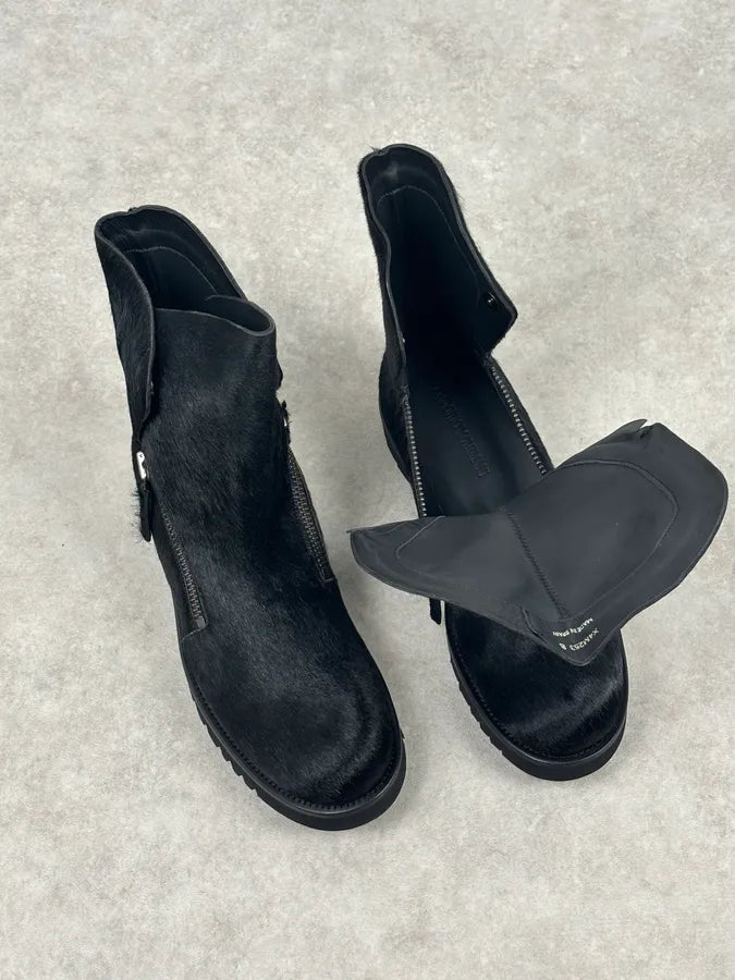 AW2016 Emporio Armani Black Calfskin Pony-Hair Boots eJDKvyK 14