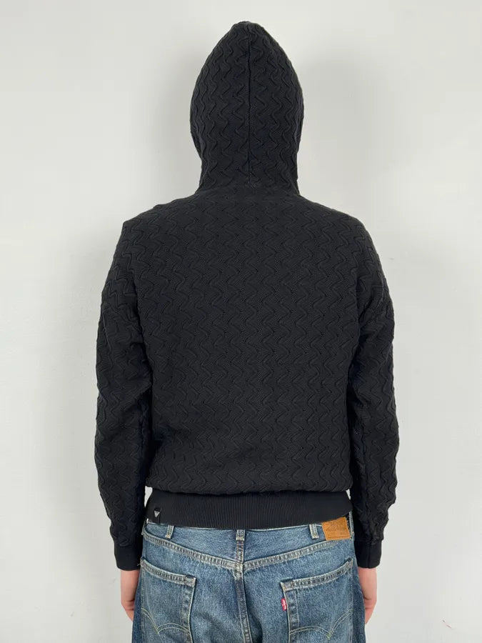 AW2022 Emporio Armani Black Textured Hoodie DicPjge 2