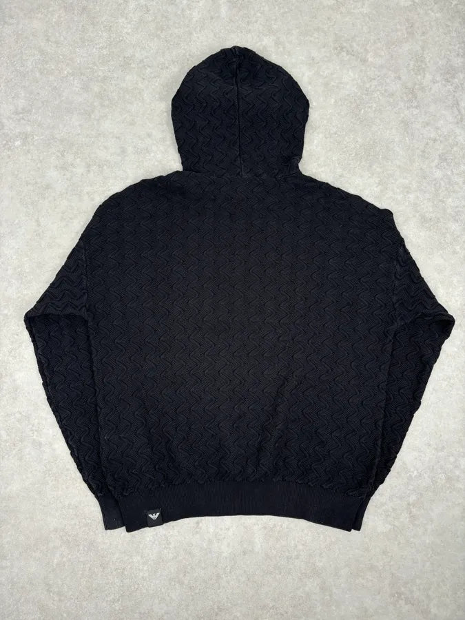 AW2022 Emporio Armani Black Textured Hoodie DicPjge 4