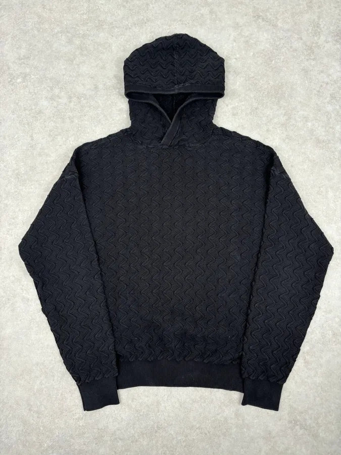 AW2022 Emporio Armani Black Textured Hoodie DicPjge 0