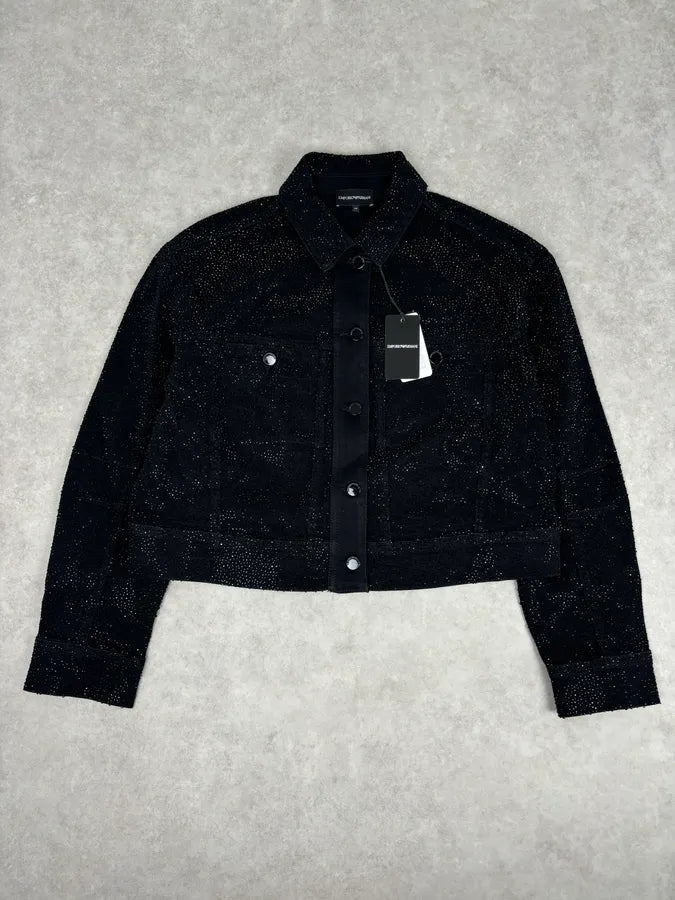 SS2023 Emporio Armani Black Denim Multi-Pocket Denim Jacket xrmErYC 0