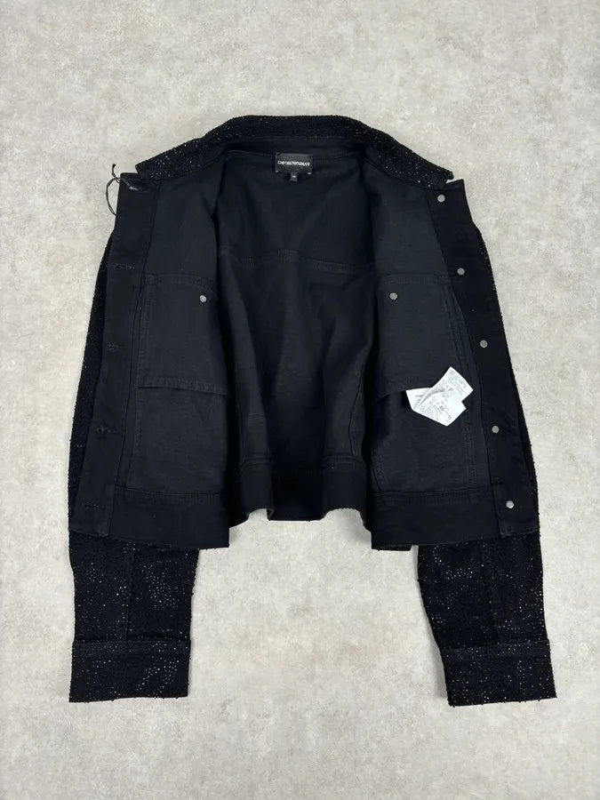 SS2023 Emporio Armani Black Denim Multi-Pocket Denim Jacket xrmErYC 7
