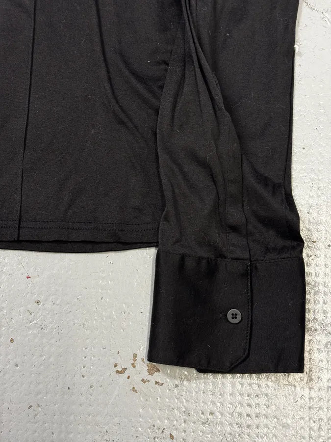 Emporio Armani Black Front Pleats Polo Longsleeve Shirt FWkqwQb 7