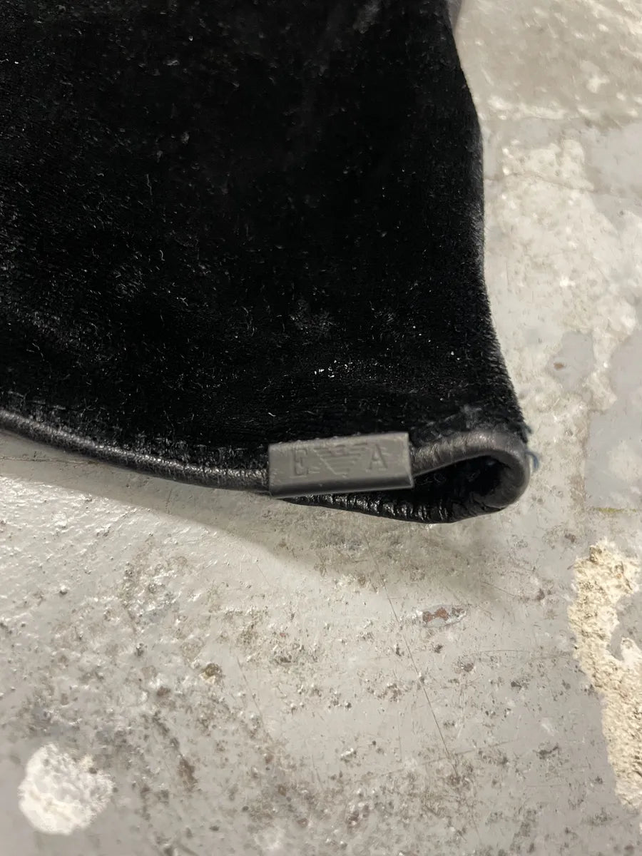 Emporio Armani Black Gloves Cuffs Hybrid Velvet & Leather (OS) 3