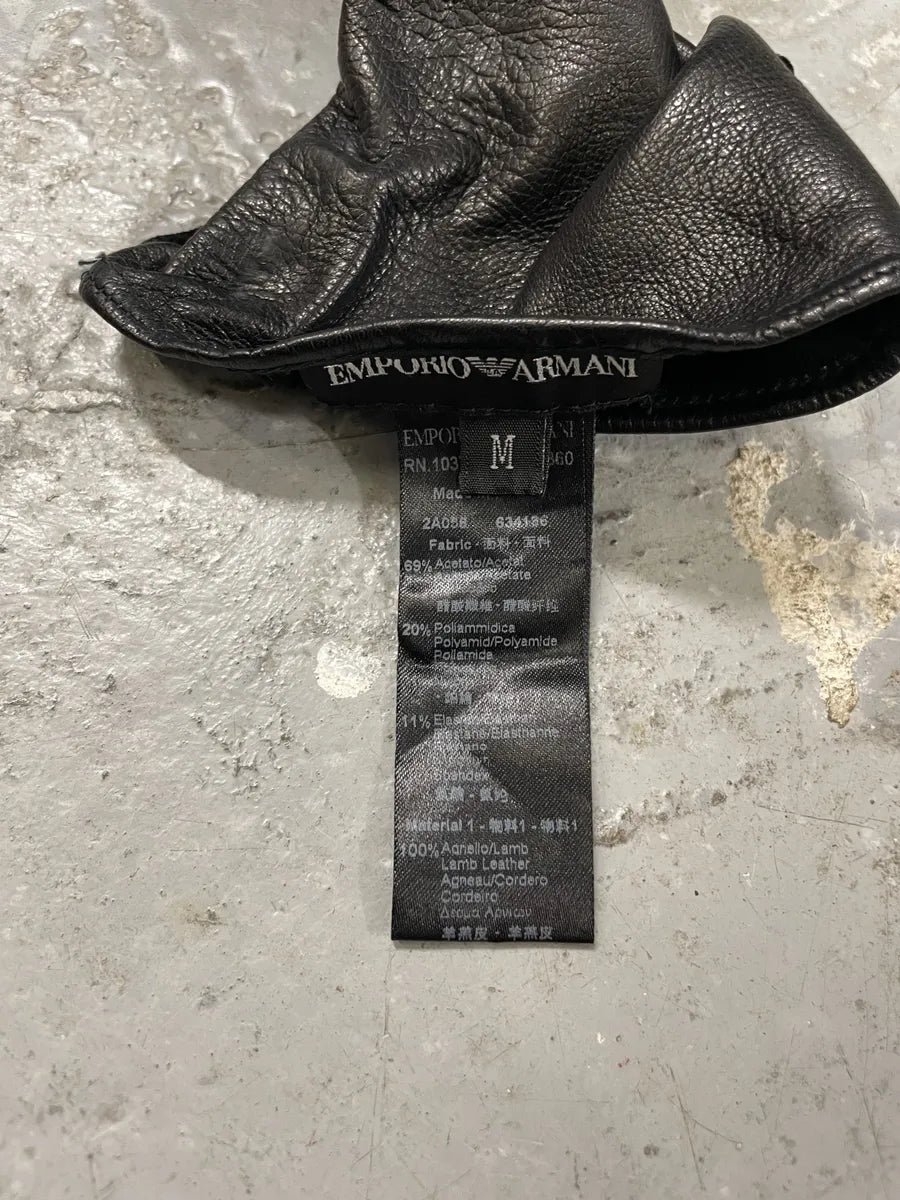 Emporio Armani Black Gloves Cuffs Hybrid Velvet & Leather (OS) 4