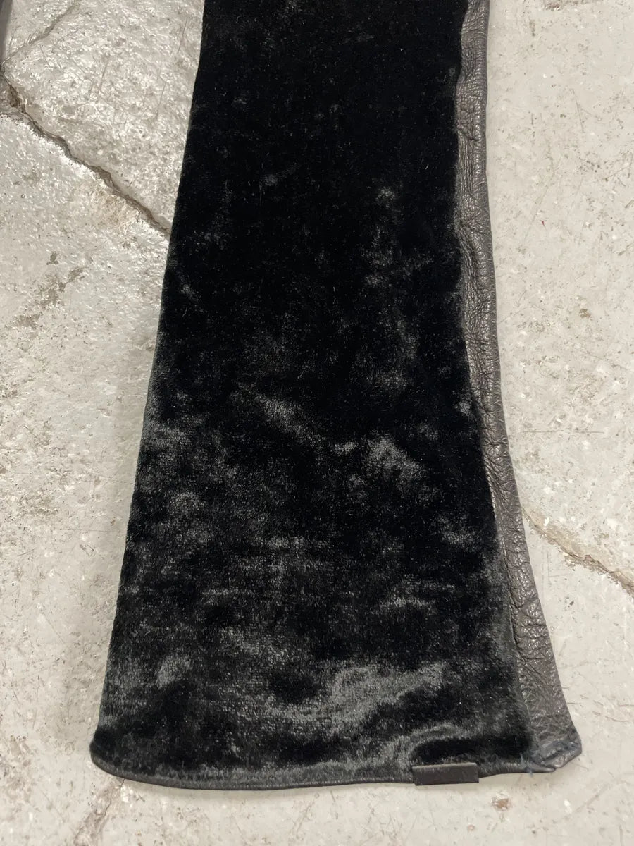 Emporio Armani Black Gloves Cuffs Hybrid Velvet & Leather (OS) 5