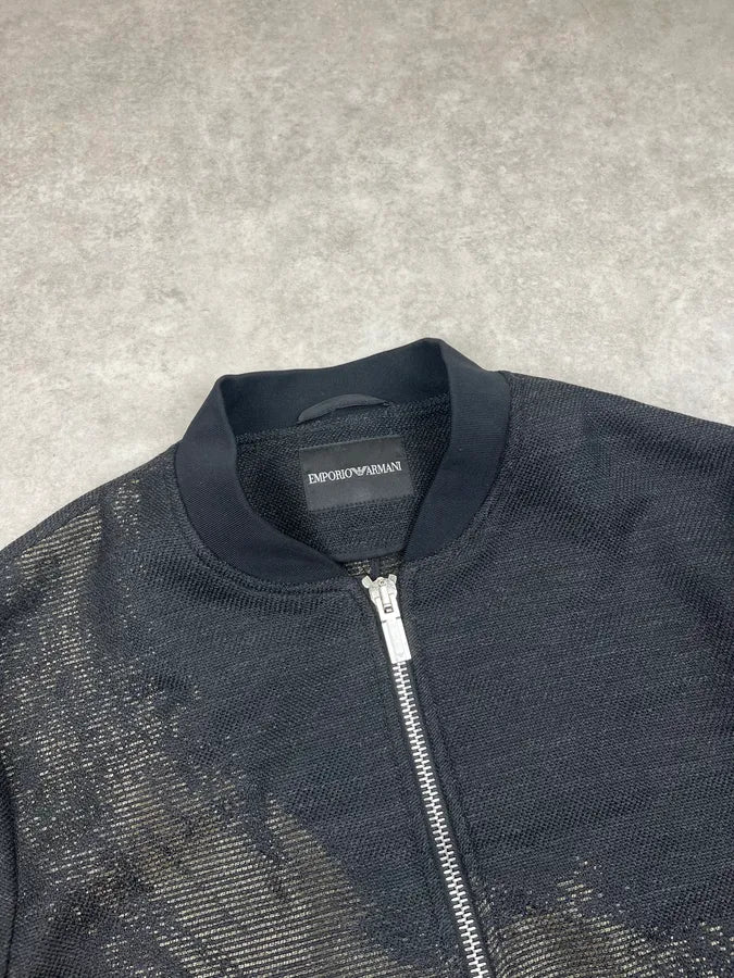 SS2015 Emporio Armani Black Hidden Fault Zip Bomber Jacket TRIkguX 6