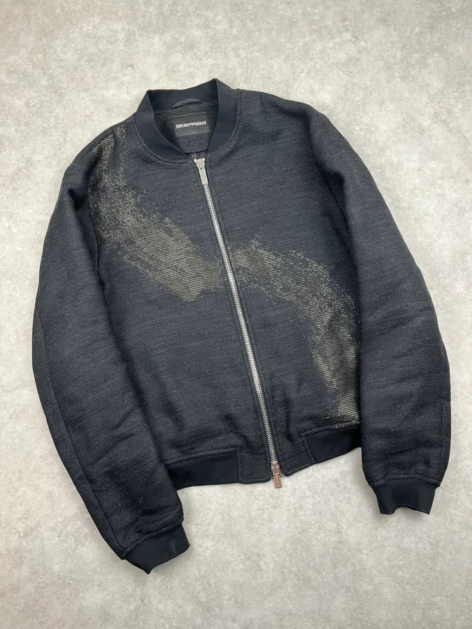 SS2015 Emporio Armani Black Hidden Fault Zip Bomber Jacket TRIkguX 7