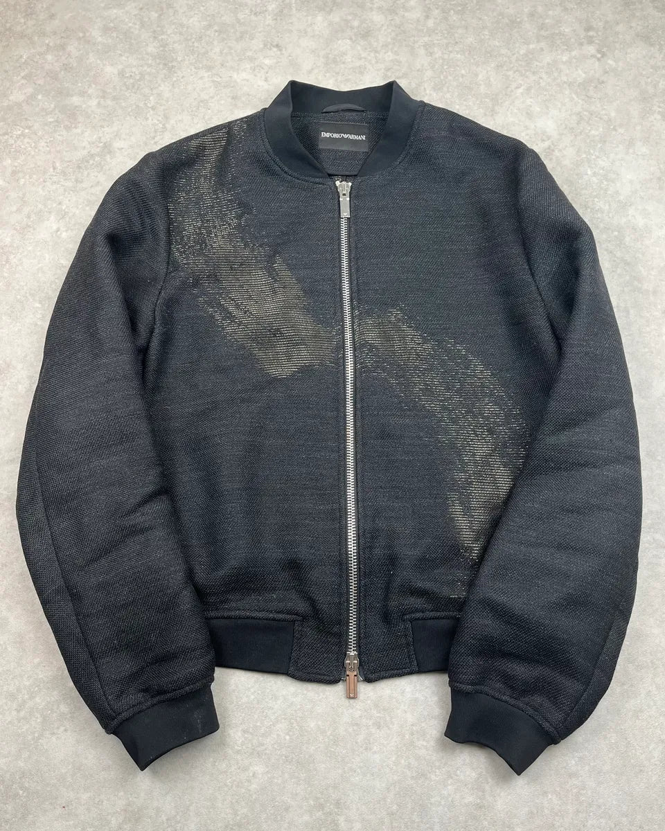 SS2015 Emporio Armani Black Hidden Fault Zip Bomber Jacket TRIkguX 0