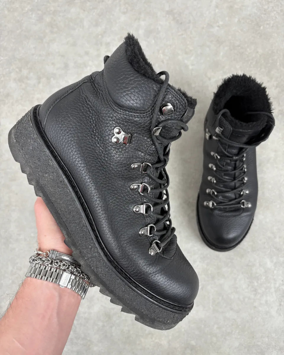 Emporio Armani Black Hiking Leather Boots rNlYxoe 0