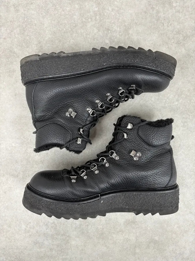 Emporio Armani Black Hiking Leather Boots rNlYxoe 2