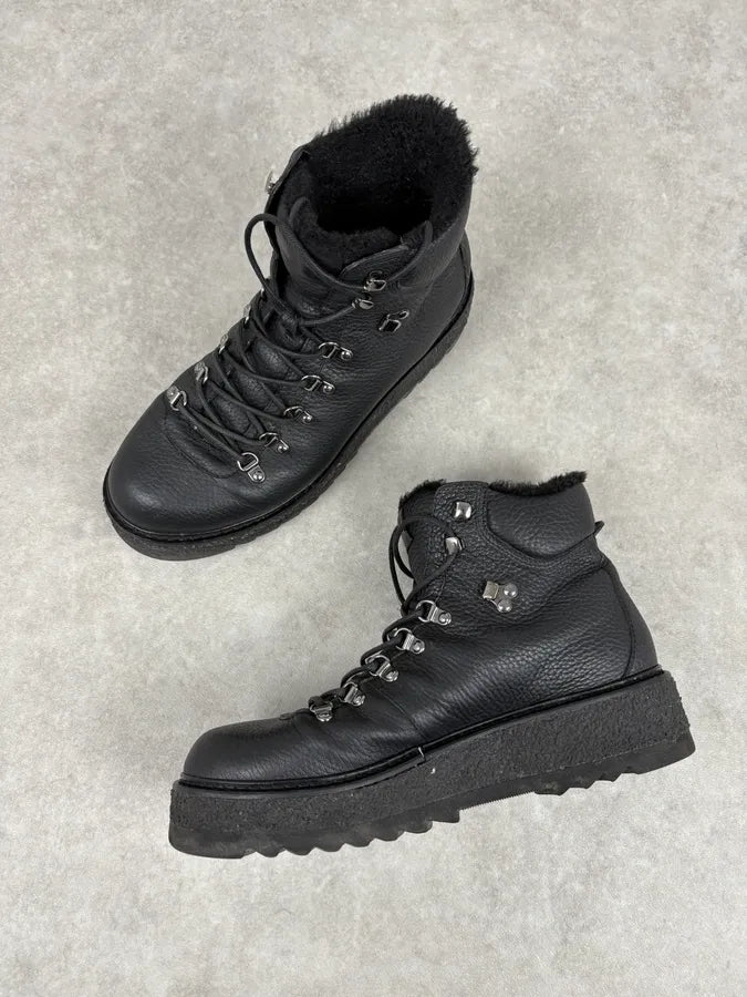 Emporio Armani Black Hiking Leather Boots rNlYxoe 3