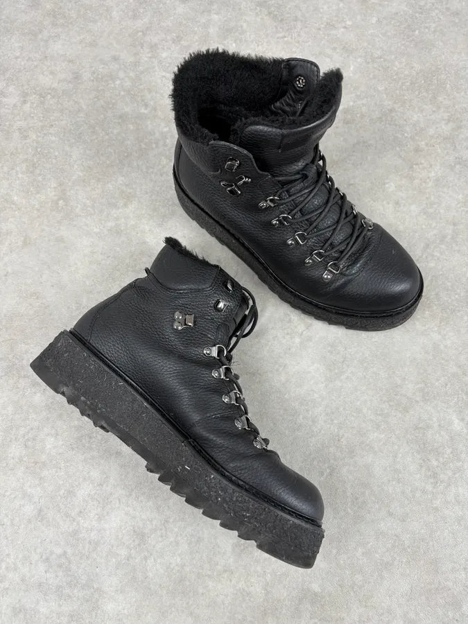 Emporio Armani Black Hiking Leather Boots rNlYxoe 4