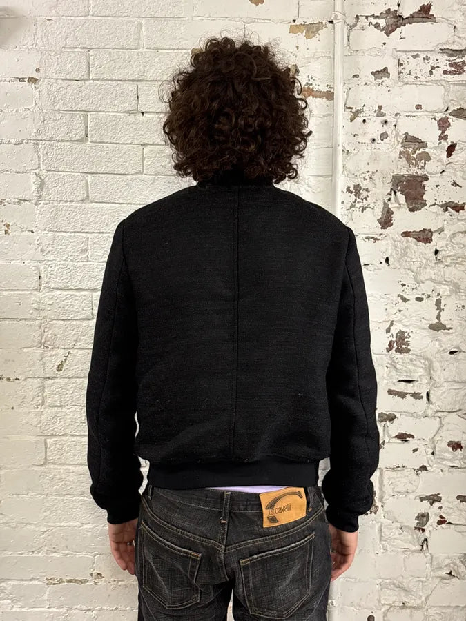 AW2015 Emporio Armani Aura Black Knit Metallic Bomber Jacket KTQhbHg 3