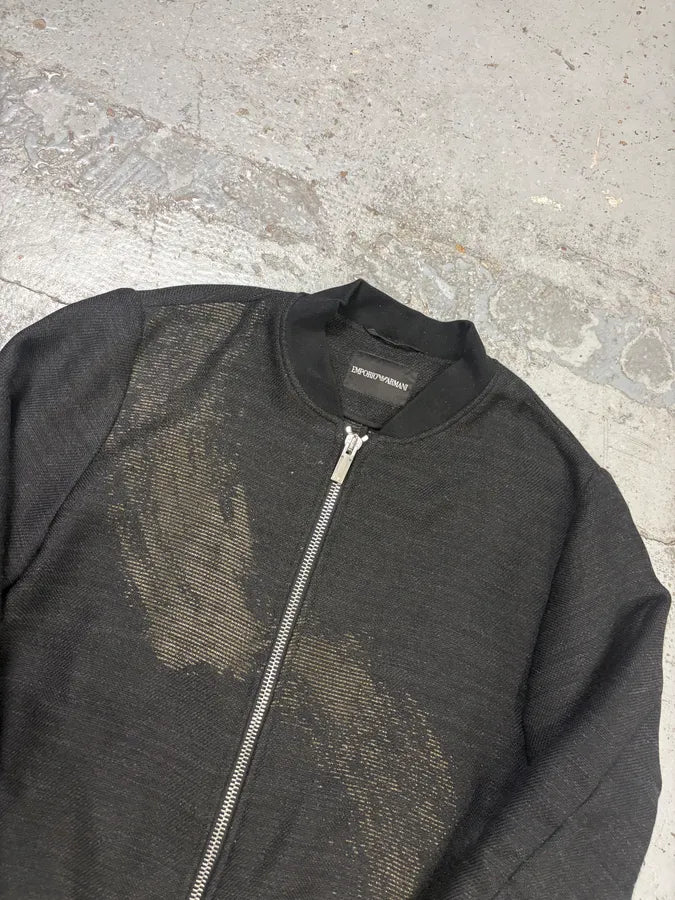 AW2015 Emporio Armani Aura Black Knit Metallic Bomber Jacket KTQhbHg 4