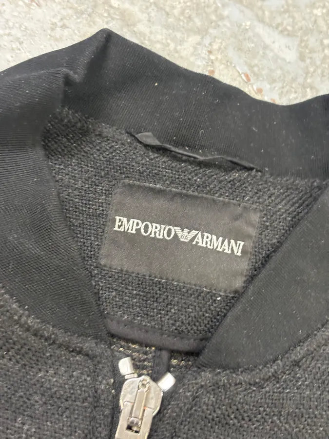 AW2015 Emporio Armani Aura Black Knit Metallic Bomber Jacket KTQhbHg 8